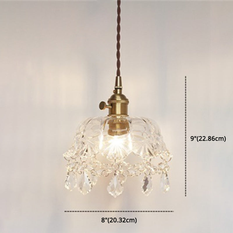 Sophia - Vintage Flower Shape Shade Ceiling Pendant Lamp with Crystal Pendant