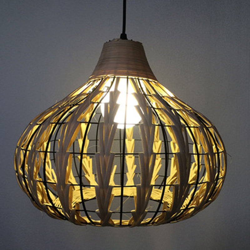 Rustic Teardrop Rattan Pendant Lamp For Dining Table