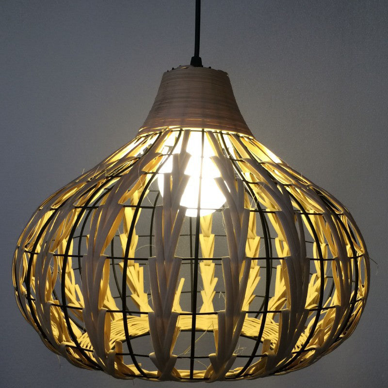 Rustic Teardrop Rattan Pendant Lamp For Dining Table