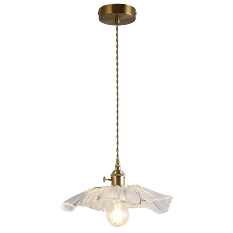 Vintage Industrial Flower-Shaped Glass Pendant Lamp - Clear Shade Ceiling Hanging Light 1 /