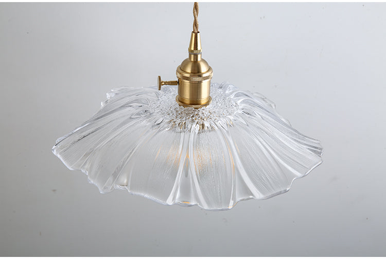 Vintage Industrial Pendant Lamp - Flower Shape Shade with Clear Glass