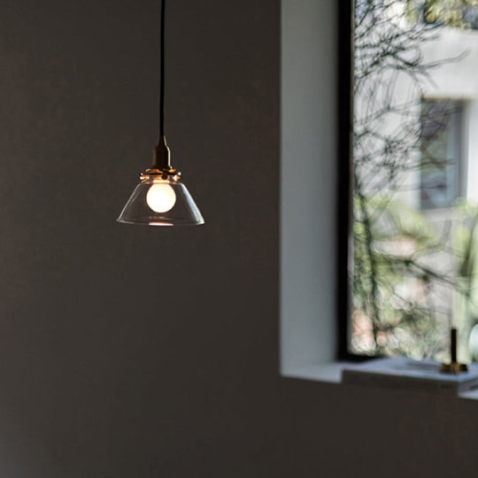 Clear Glass Cone Pendant Lamp - Industrial Minimalist Light Fixture For Living Room