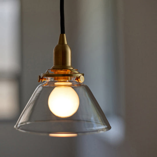 Clear Glass Cone Pendant Lamp - Industrial Minimalist Light Fixture For Living Room