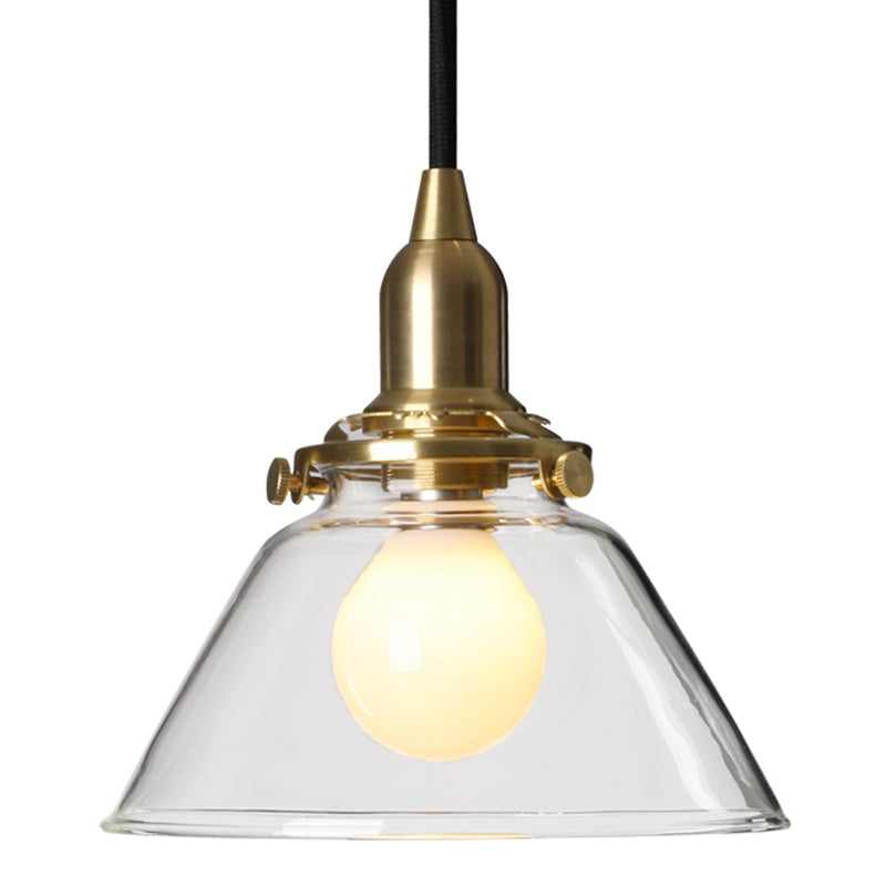 Clear Glass Cone Pendant Lamp - Industrial Minimalist Light Fixture For Living Room