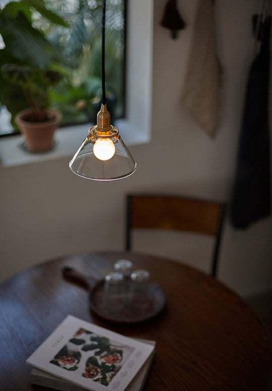 Clear Glass Cone Pendant Lamp - Industrial Minimalist Light Fixture For Living Room