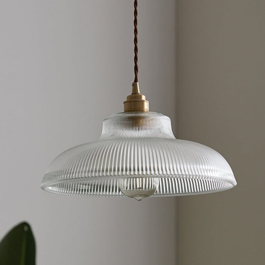 Retro Industrial Pendant Lighting - 1 Light Prismatic Glass Dome - Perfect for Living Room