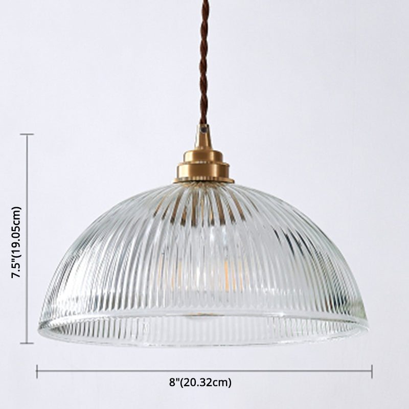 Retro Industrial Pendant Lighting - 1 Light Prismatic Glass Dome - Perfect for Living Room