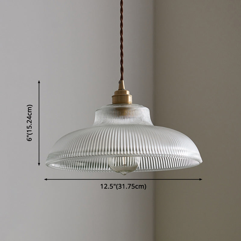 Industrial Retro Prismatic Glass Dome Pendant Light For Living Room