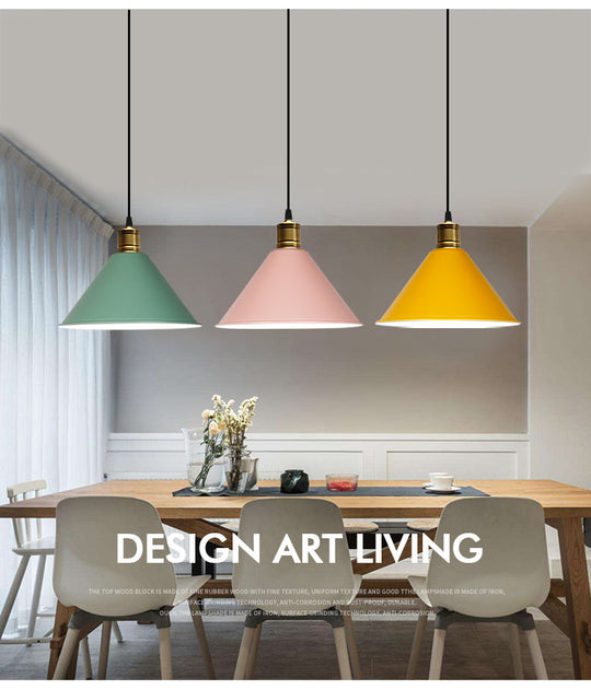 Nordic Modern Metal Tapered Hanging Light - Stylish 1-Light Restaurant Ceiling Pendant Lamp