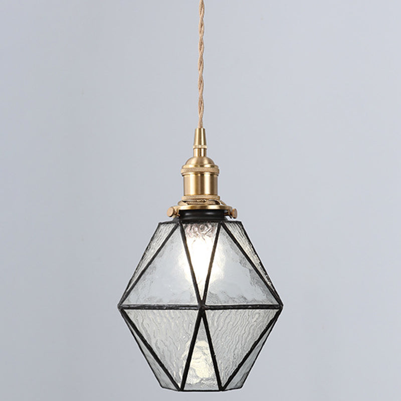 Icy Clear Glass Hanging Lamp - Tiffany-Style Geometric Pendant Light Fixture