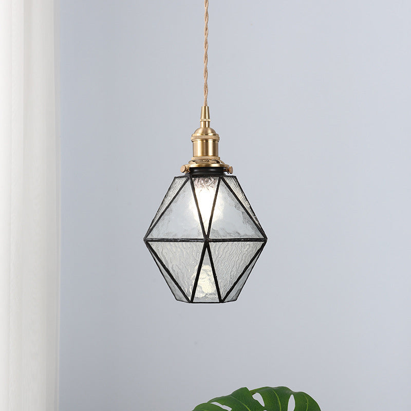 Icy Clear Glass Hanging Lamp - Tiffany-Style Geometric Pendant Light Fixture