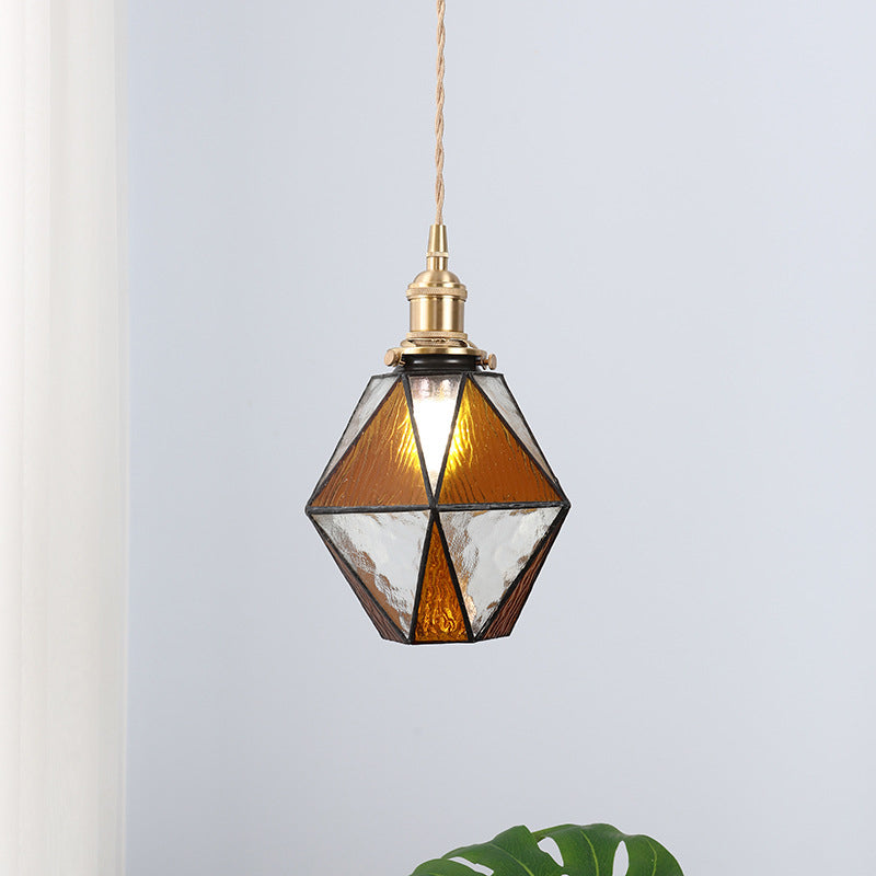 Icy Clear Glass Pendant Lamp: Geometric 1 Light Tiffany-Style Fixture