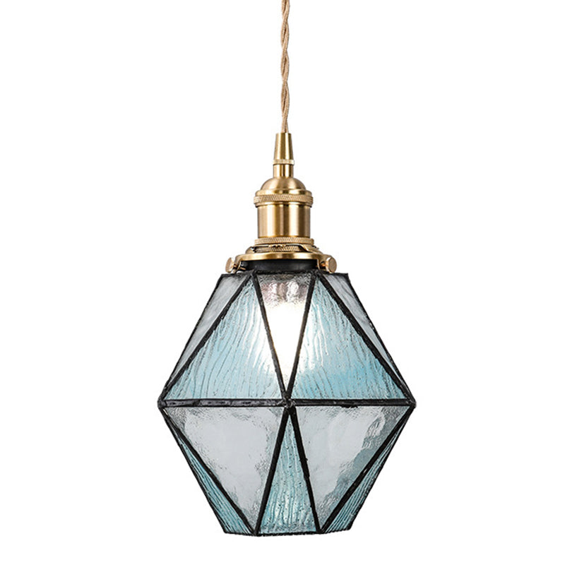 Icy Clear Glass Pendant Lamp: Geometric 1 Light Tiffany-Style Fixture