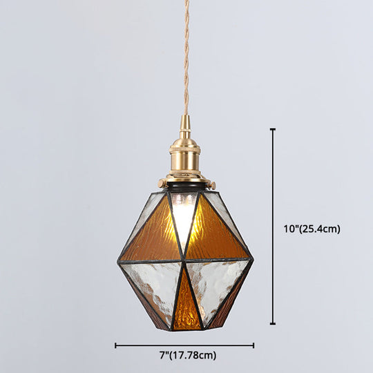 Icy Clear Glass Pendant Lamp: Geometric 1 Light Tiffany-Style Fixture