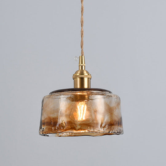 Retro Industrial Amber Alabaster Glass Pendant Lamp - Elegant Lighting for Living Room