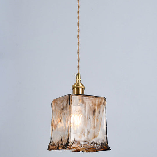 Retro Industrial Amber Alabaster Glass Pendant Lamp - Elegant Lighting for Living Room