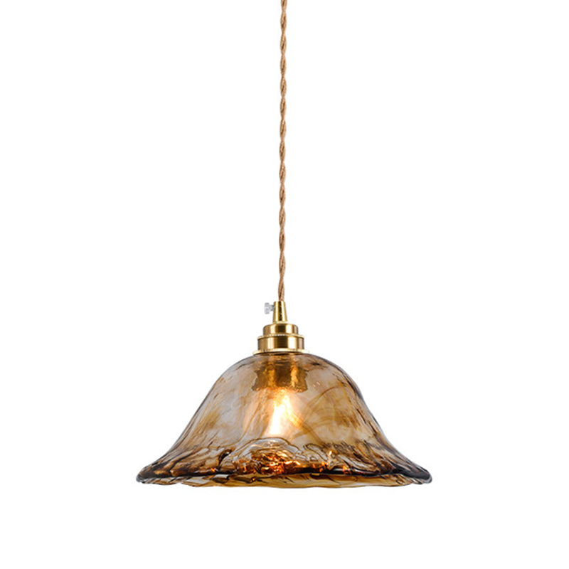 Retro Industrial Amber Alabaster Glass Pendant Lamp - Elegant Lighting for Living Room