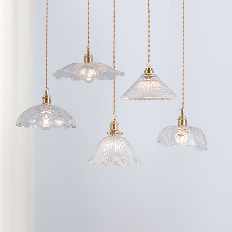 Clear Glass Retro Industrial Pendant Light for Kitchen - 1-Light Ceiling Pendant