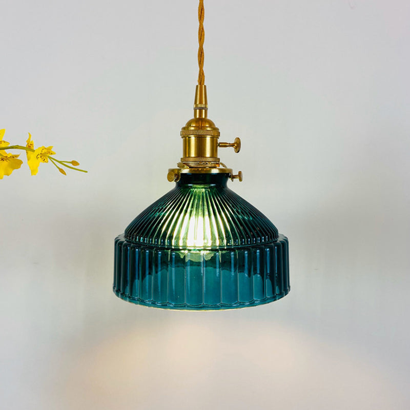 Samantha - Retro Retro Industrial 1 Light Pendant Lamp Prismatic Glass Barn Pendant Lighting for Living Room