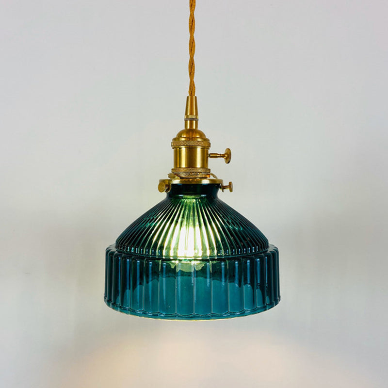 Samantha - Retro Retro Industrial 1 Light Pendant Lamp Prismatic Glass Barn Pendant Lighting for Living Room