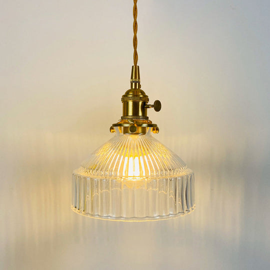 Samantha - Retro Retro Industrial 1 Light Pendant Lamp Prismatic Glass Barn Pendant Lighting for Living Room