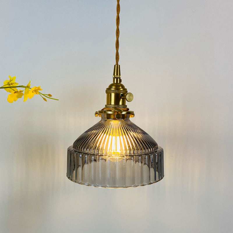 Samantha - Retro Retro Industrial 1 Light Pendant Lamp Prismatic Glass Barn Pendant Lighting for Living Room