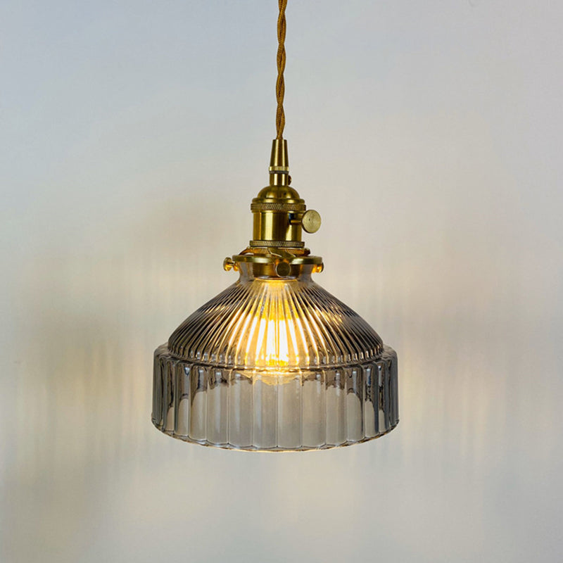 Samantha - Retro Retro Industrial 1 Light Pendant Lamp Prismatic Glass Barn Pendant Lighting for Living Room