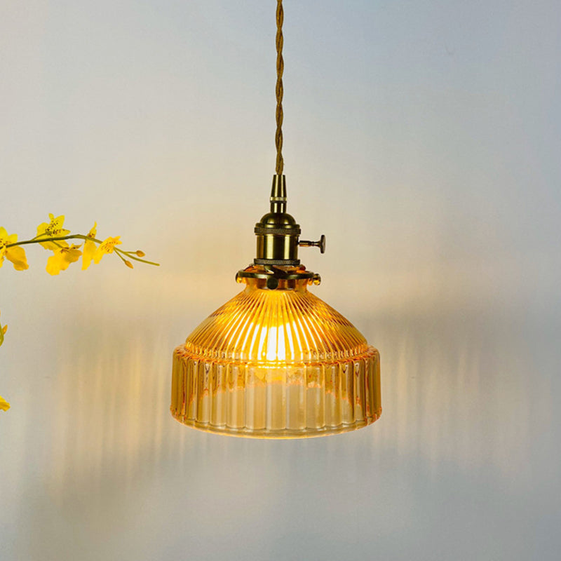 Samantha - Retro Retro Industrial 1 Light Pendant Lamp Prismatic Glass Barn Pendant Lighting for Living Room