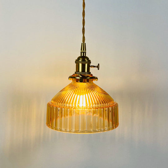 Samantha - Retro Retro Industrial 1 Light Pendant Lamp Prismatic Glass Barn Pendant Lighting for Living Room