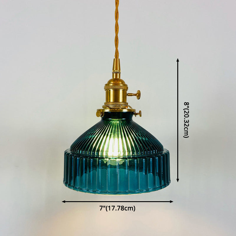 Samantha - Retro Retro Industrial 1 Light Pendant Lamp Prismatic Glass Barn Pendant Lighting for Living Room