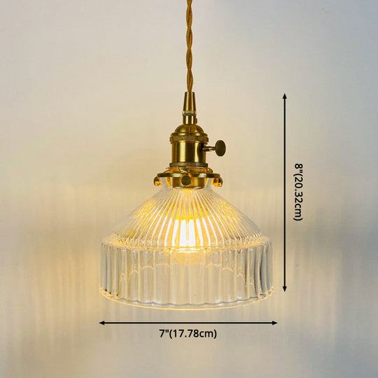 Samantha - Retro Retro Industrial 1 Light Pendant Lamp Prismatic Glass Barn Pendant Lighting for Living Room