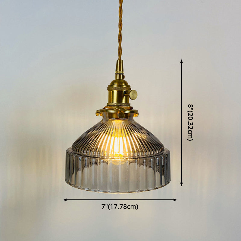 Samantha - Retro Retro Industrial 1 Light Pendant Lamp Prismatic Glass Barn Pendant Lighting for Living Room