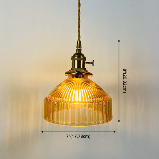 Samantha - Retro Retro Industrial 1 Light Pendant Lamp Prismatic Glass Barn Pendant Lighting for Living Room