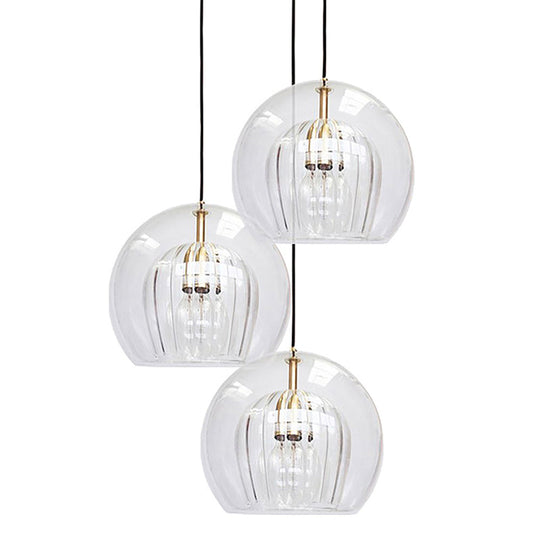 Modern Clear Double Glass Hanging Pendant  Lamp for Living Room