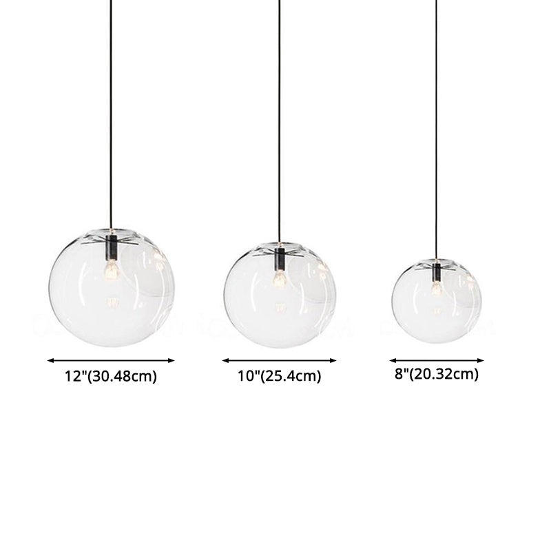 Modern Minimalist Clear Glass Pendant Light - Spherical Design Dining Room Hanging Lamp