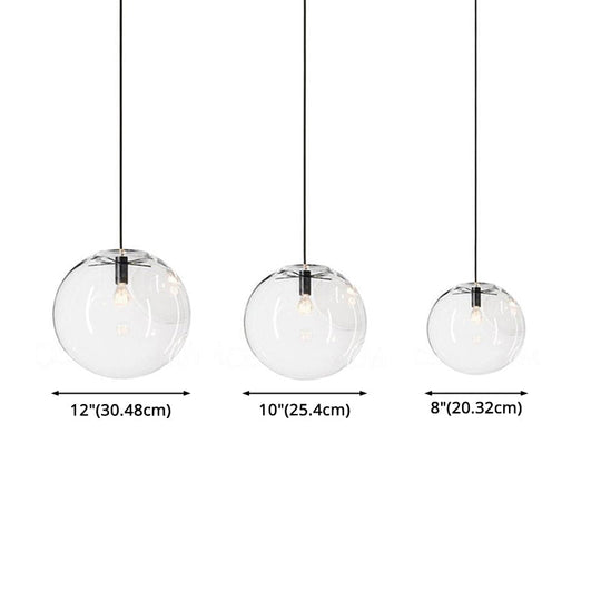 Modern Minimalist Clear Glass Pendant Light - Spherical Design Dining Room Hanging Lamp