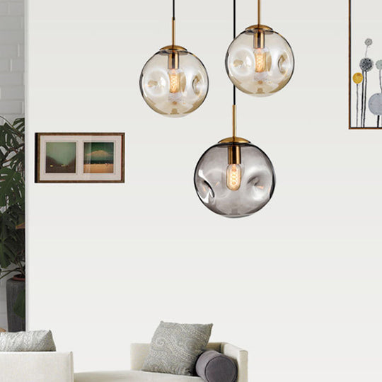 Modern Hand-blown Spherical Glass Hanging Pendant Light