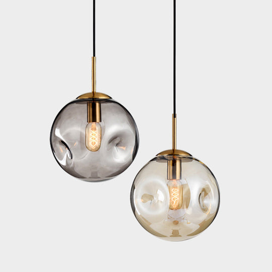 Modern Hand-blown Spherical Glass Hanging Pendant Light