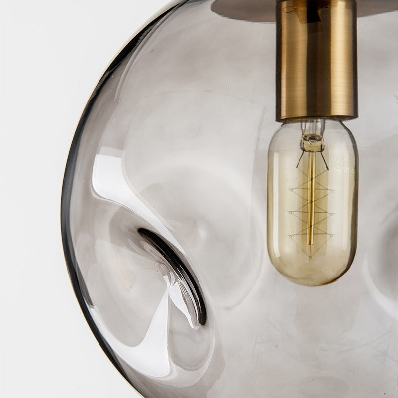 Modern Hand-Blown Spherical Glass Hanging Pendant Light Lighting