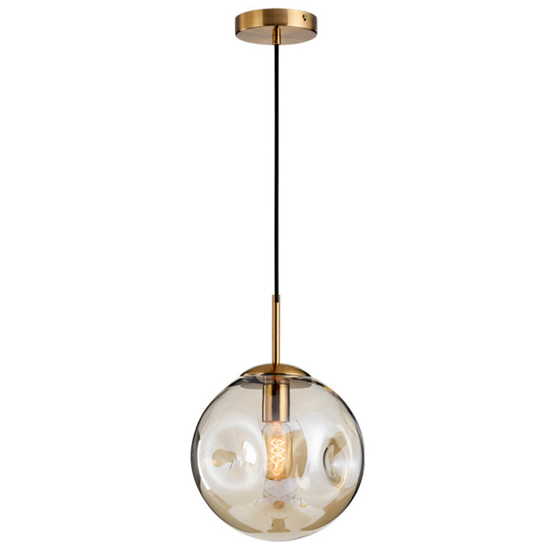 Modern Hand-Blown Spherical Glass Hanging Pendant Light Lighting