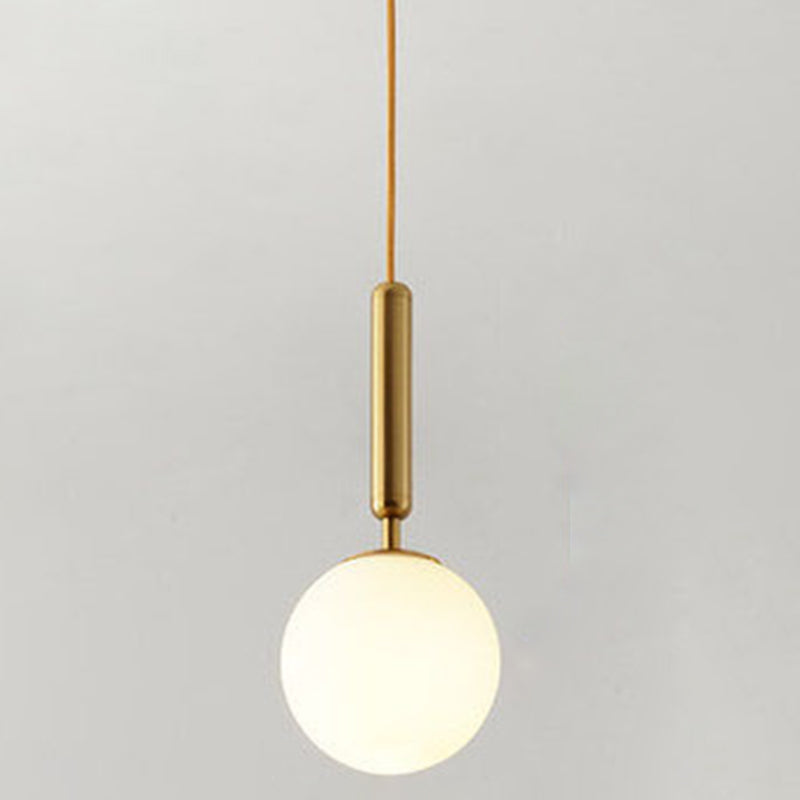 Mid-Century Hanging Glass Lamp With Globe Design - 1 Light Pendant For Bedroom Gold / Milk White