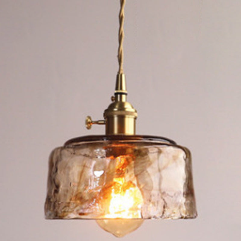 Vintage 1 Light Pendant  Lamp Amber Alabaster Glass Pendant Lighting  for Living Room