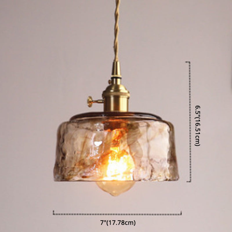 Vintage 1 Light Pendant  Lamp Amber Alabaster Glass Pendant Lighting  for Living Room