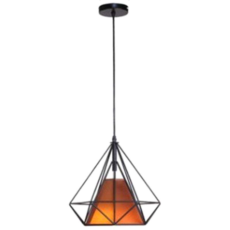 Diamond Iron Cluster Pendant: Nordic Retro 1-Light Black Restaurant Hanging Lamp