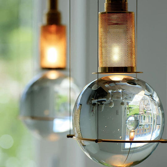 Minimalist Globe Crystal Shade Living Room Hanging Lamp Pendant Lighting