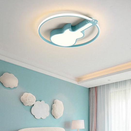 Plafonnier encastré créatif en forme de guitare pour chambre à coucher - 1 luminaire en métal