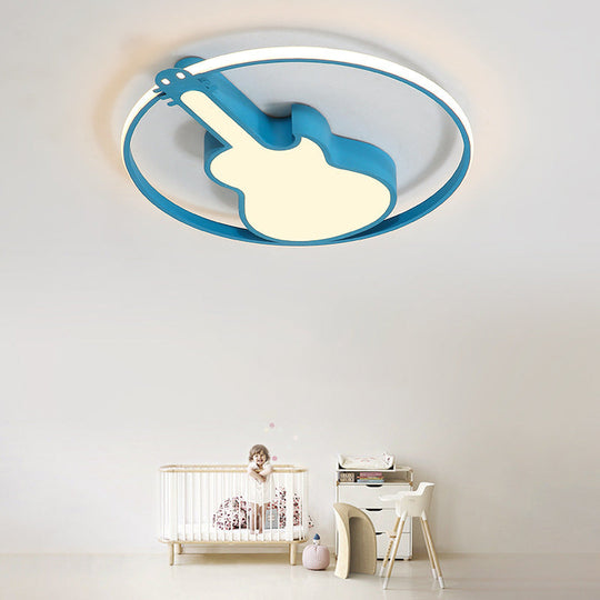 Plafonnier encastré créatif en forme de guitare pour chambre à coucher - 1 luminaire en métal