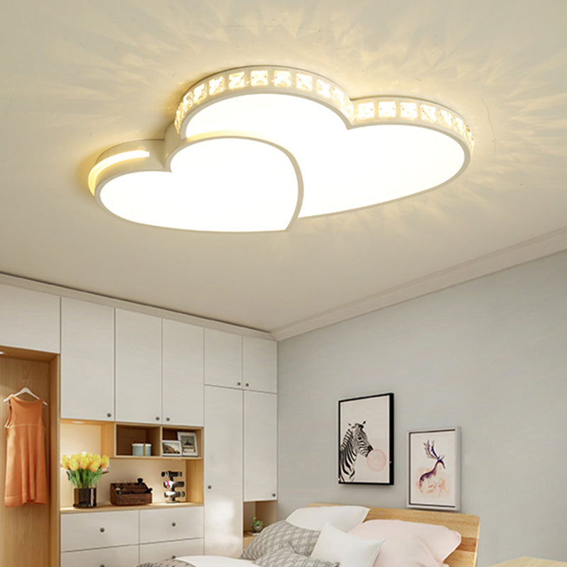 Modern Heart Flush Mount Ceiling Light Fixture For Bedroom White / 19.5 Third Gear