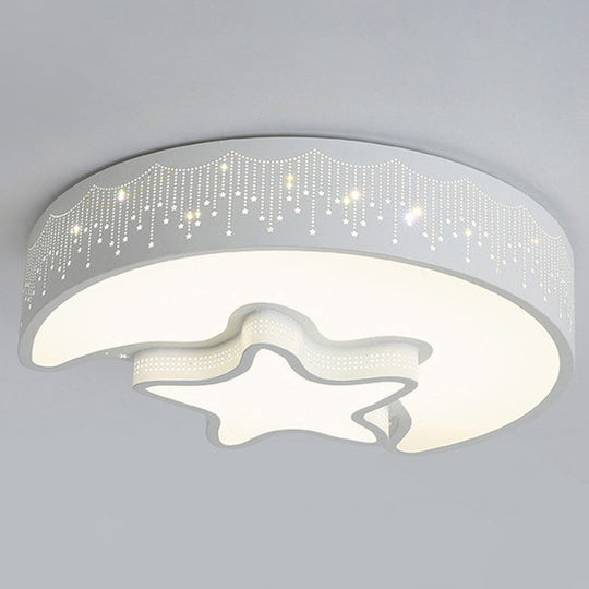 Acrylic Moon And Star Ceiling Light Fixture For Bedroom White / 18