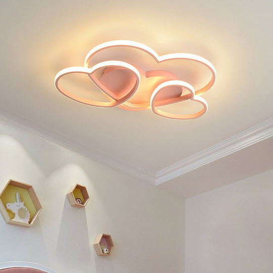 Kids Heart Design Ceiling Light Fixture - Acrylic Semi Flush Mount For Childrens Bedroom